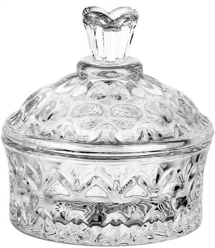 Clear Carved Glass  Storage Jar With Lid
