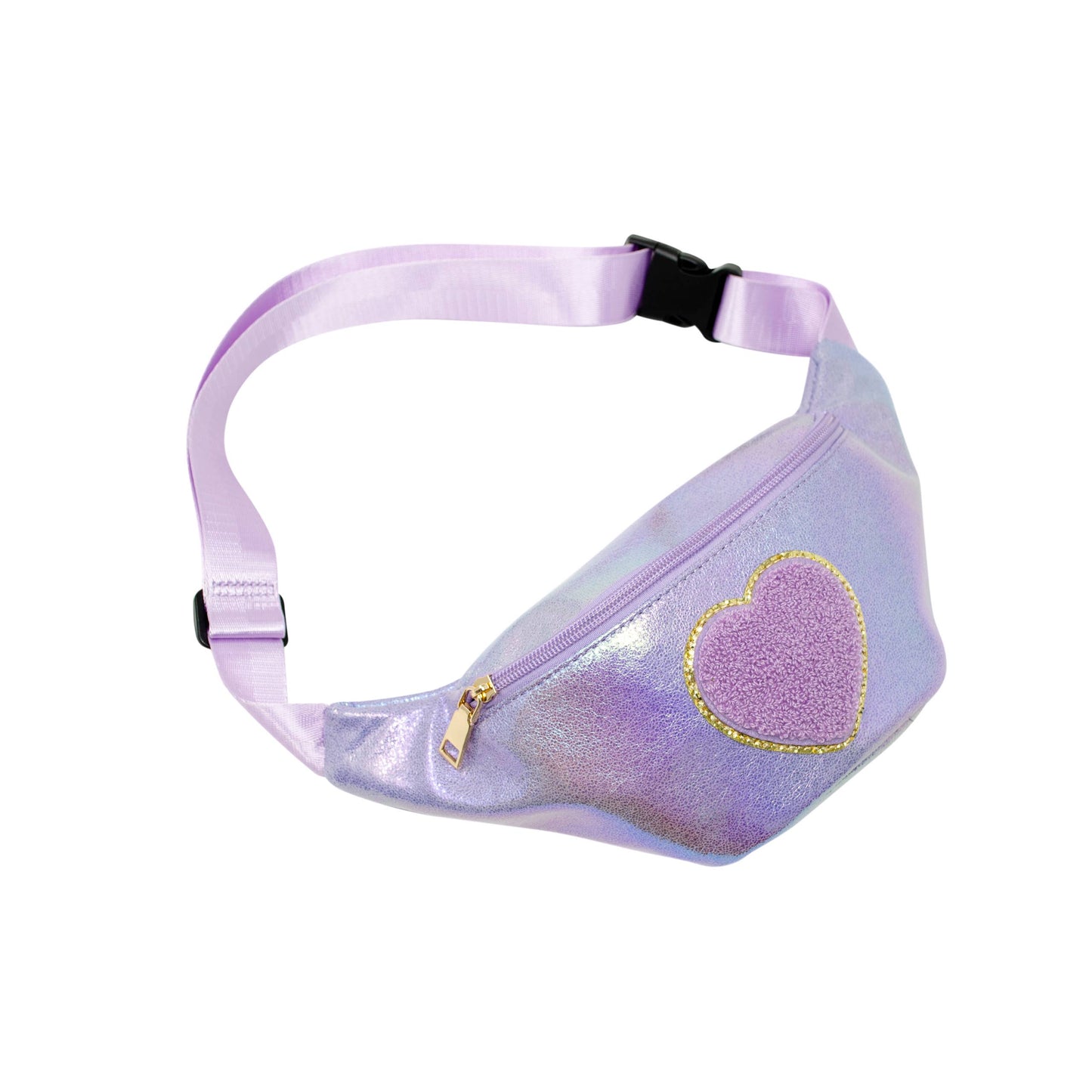 Shiny Heart Patch Sling Bag: Purple