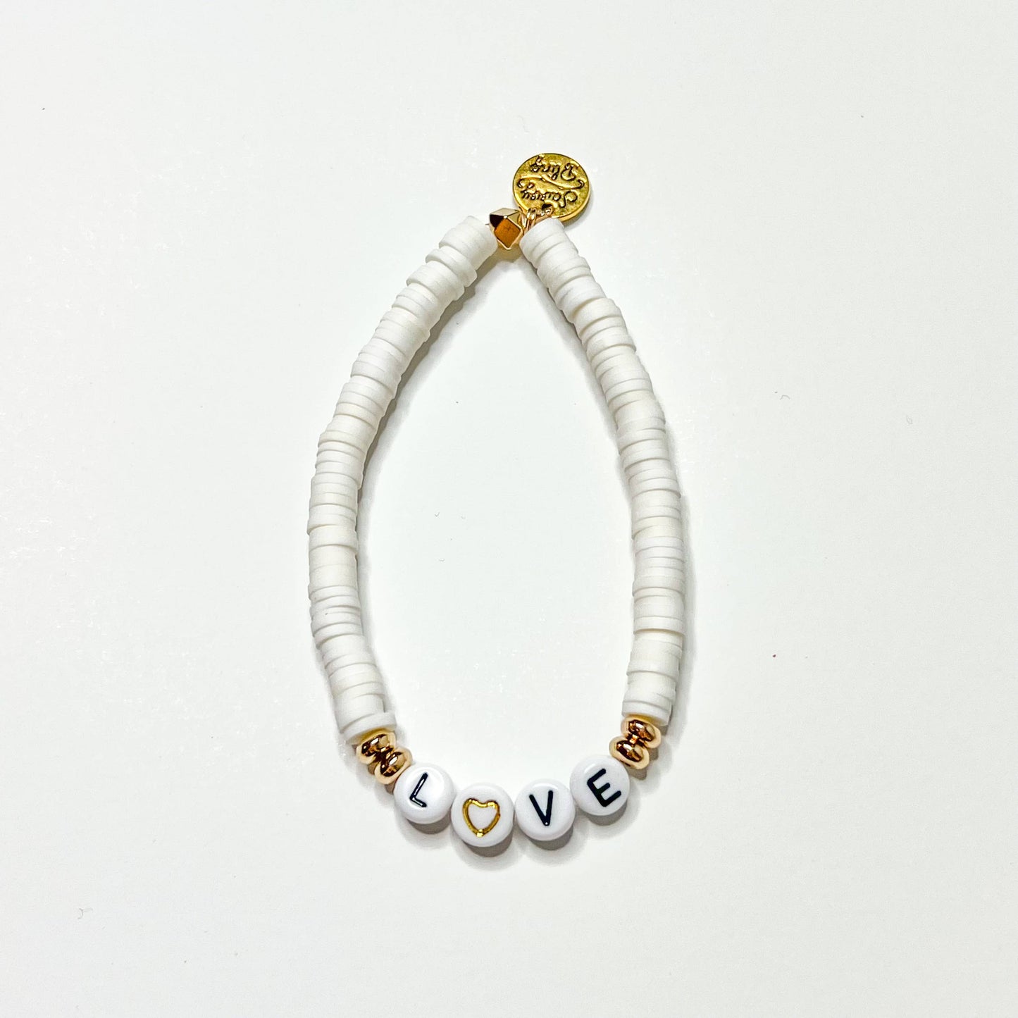 Valentine word Heishi Bracelets: Love- white