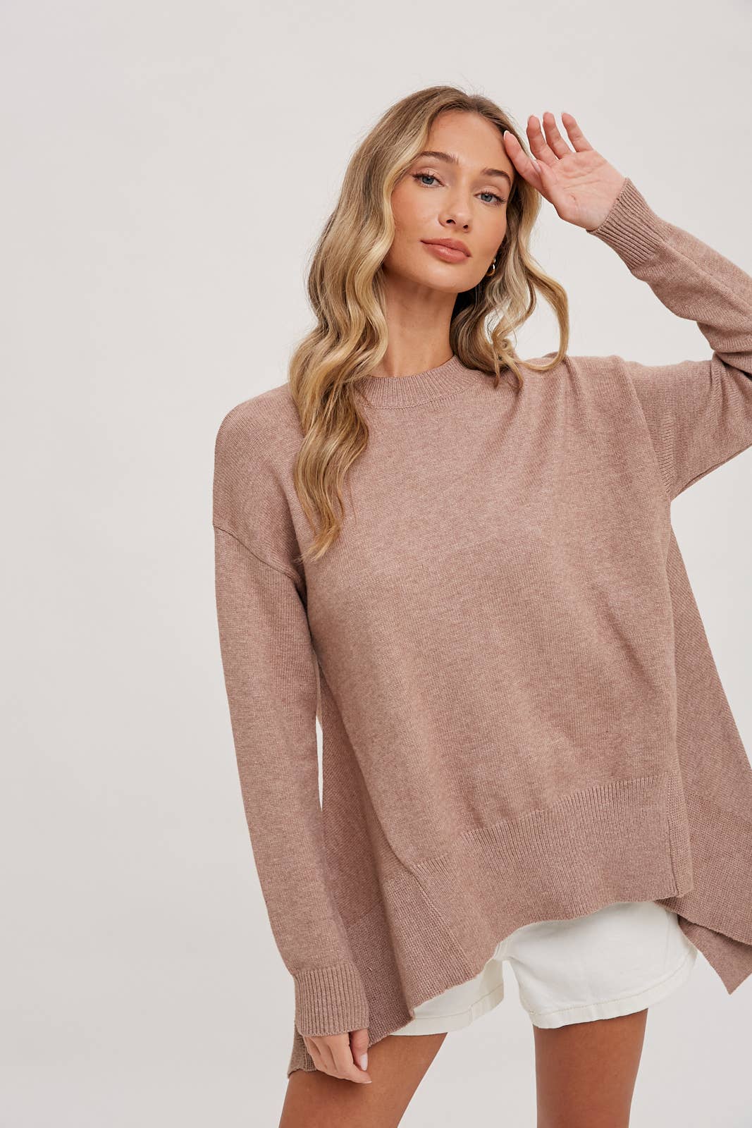 TRAPEZE SWEATER KNIT PULLOVER: LATTE