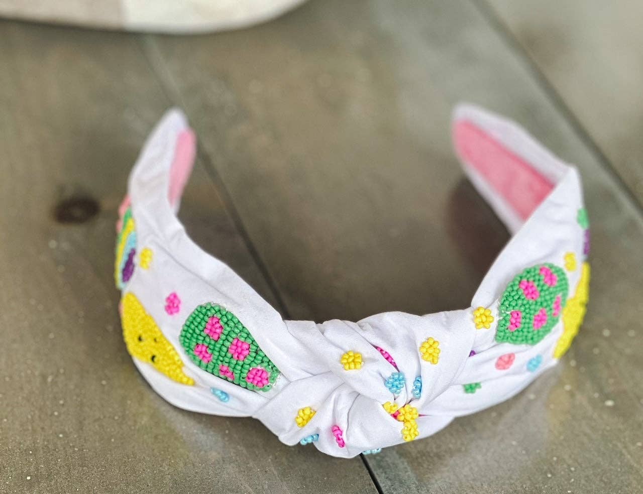 Peeps and Easter Eggs Seed Bead Front Knot Headband