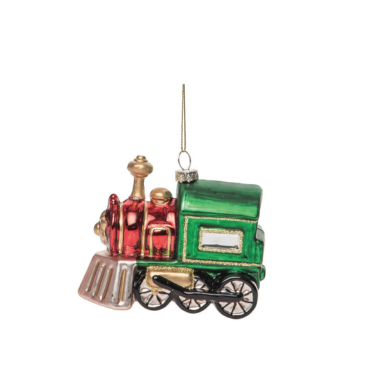 Glass 4.13 in. Multicolored Christmas Holiday Train Ornament