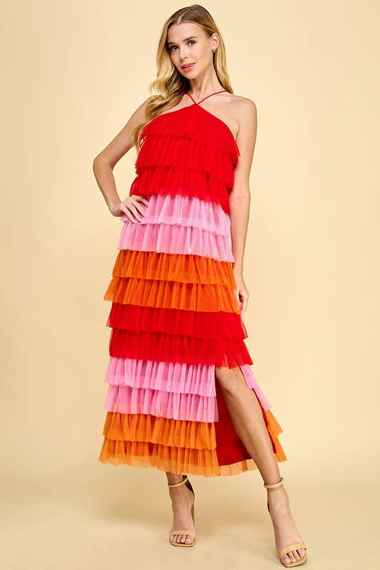 Multi Colors Pleated Dress