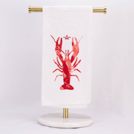 Watercolor Crawfish Flour Sack Hand Towel White/Red 20x28