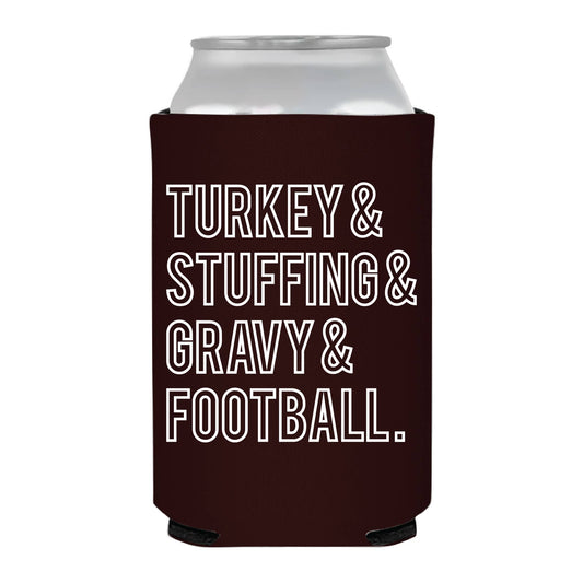 Turkey Stuffing Gravy Football Can Cooler - Fall