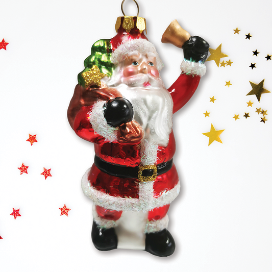 Festive Delivery Santa Claus Coming to Town Glass Ornament