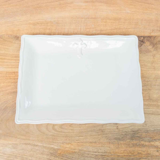 Cross Platter   Antique White   11.5x8.5