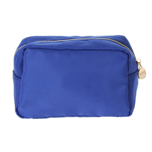 Zippered Nylon Cosmetic Pouch Bag: Blue