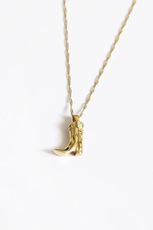 18K Gold Plated Cowboy Boot Gold Necklace Pendant