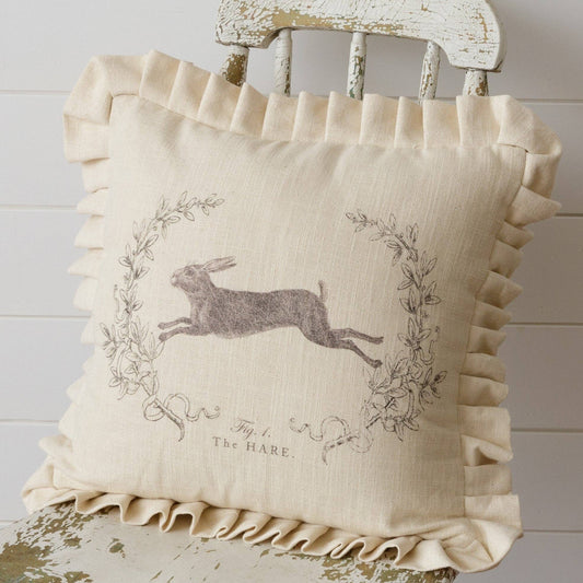 Pillow - Leaping Hare With Ruffles