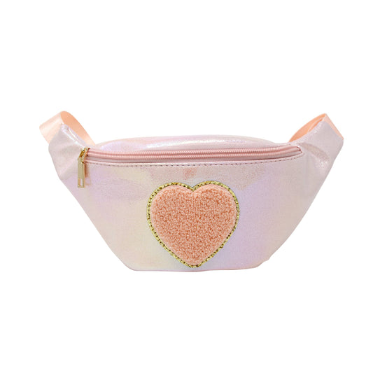Shiny Heart Patch Sling Bag: Pink